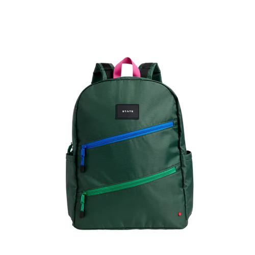 Olive Diagonal Zipper Kane Double Pocket Backpack