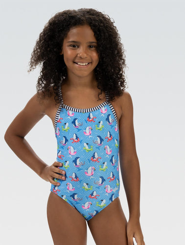 Uglies Girls Fin Floats Criss-Cross Swimsuit