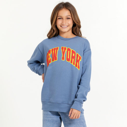 New York Puff Print Oversized Crewneck Sweatshirt