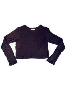 Long Sleeve Slub Crop Tee