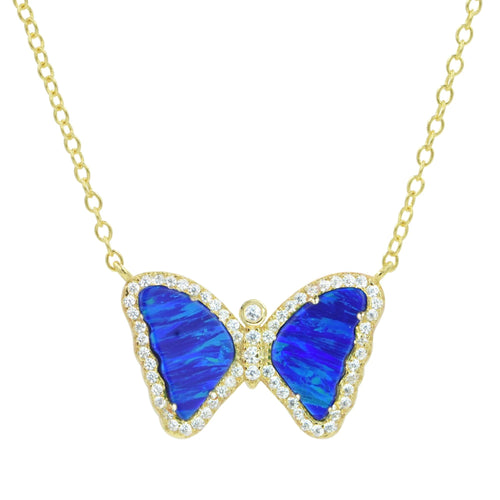 Mini Butterfly Necklace - Indigo Opal