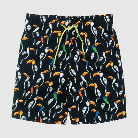 Toucan Jungle Mid Length Swim Trunks