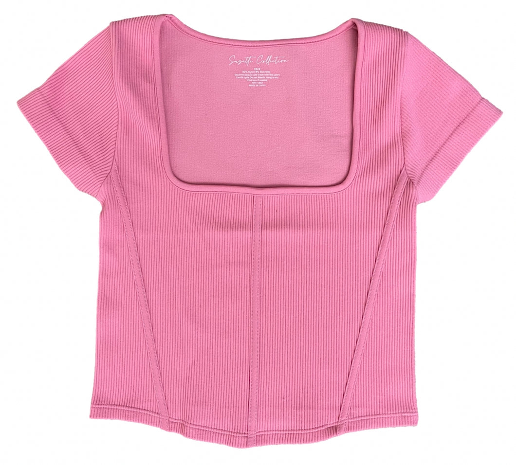 Junior Ribbed Seamless Square Neck Top