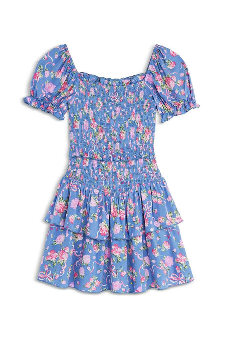 Lainey Dress - Junior - Vintage Blue Bow Floral