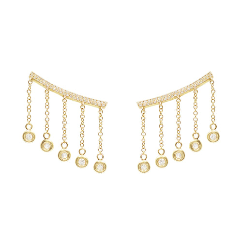 Cleo Ear Crawler Earrings With Crystal Drops