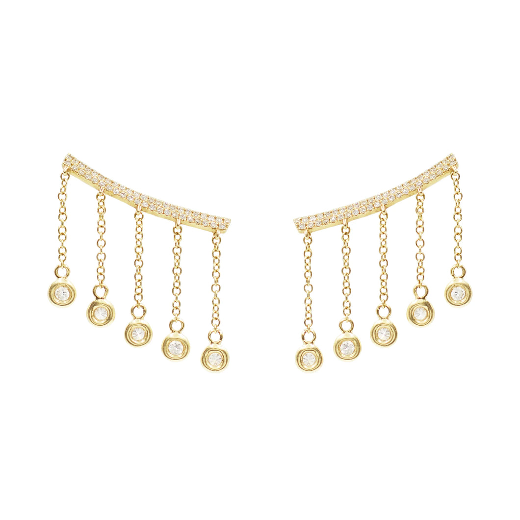 Cleo Ear Crawler Earrings With Crystal Drops