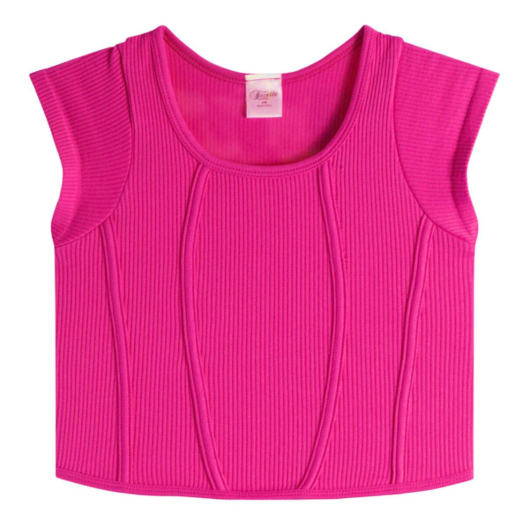 Seamless Rib Cap Sleeve Top - Tween