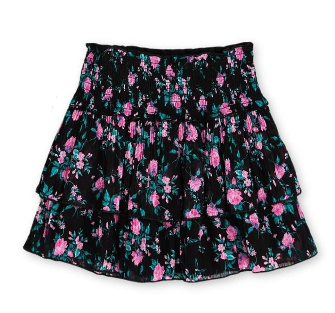 Bianca Skirt - Junior - Black Winter Floral Pink