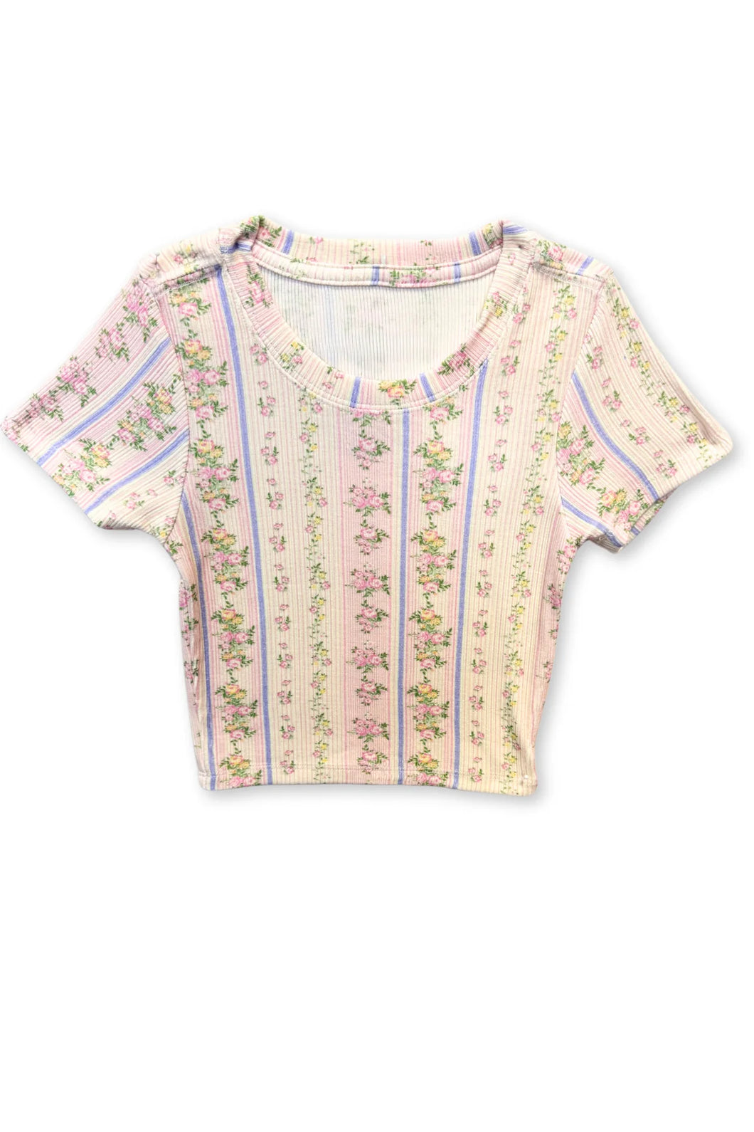 Shabby Floral Livi Ribbed Tee - Juniors