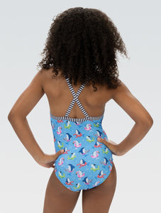 Uglies Girls Fin Floats Criss-Cross Swimsuit