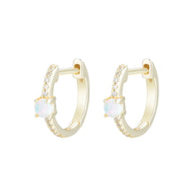 Load image into Gallery viewer, Opal and Crystal Huggie Earrings