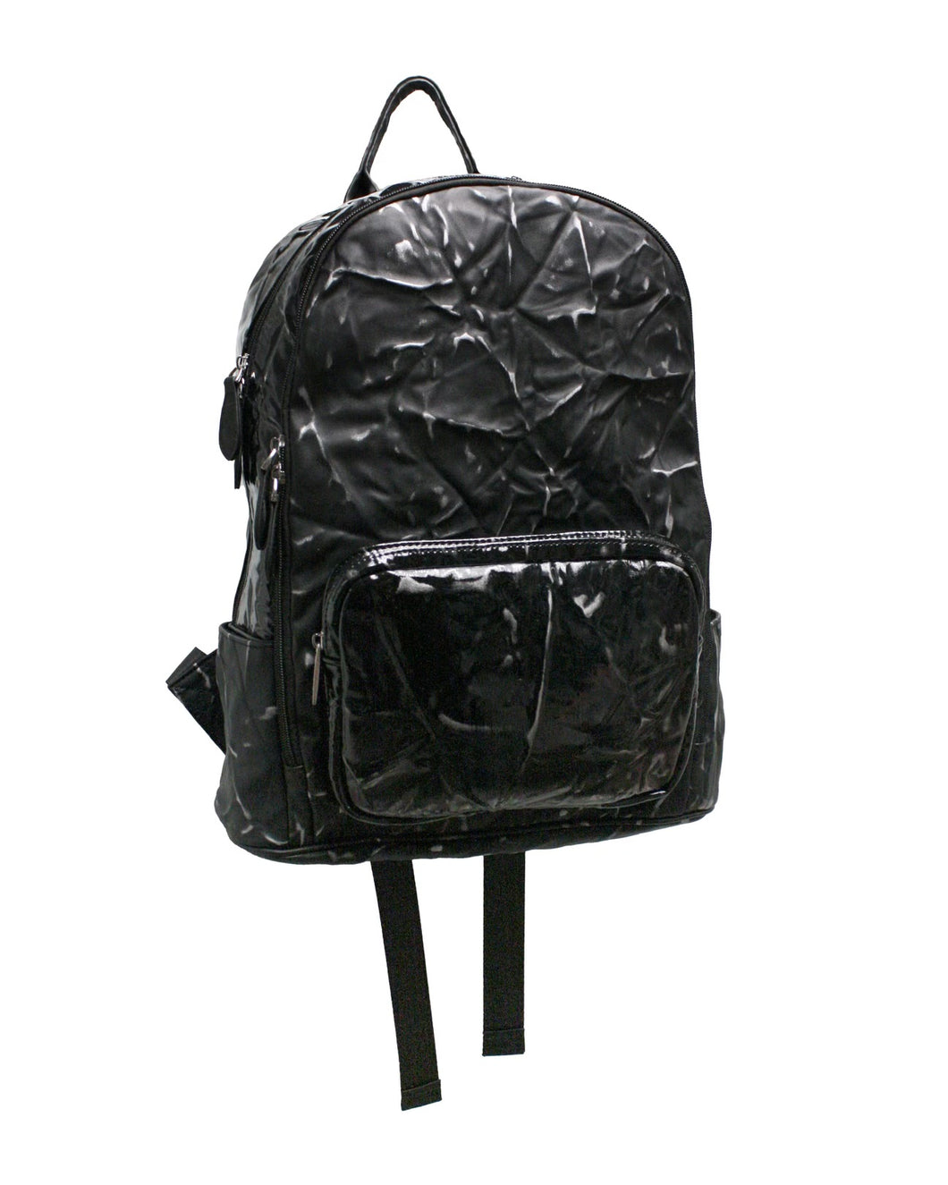 Bari Lynn Splatter Wrinkle Backpack - Blk/Silver