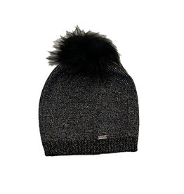 Bari Lynn Slouched Winter Hat with Tipped Fur