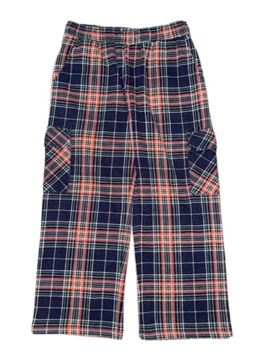 Navy Plaid Cargo Lounge Pant