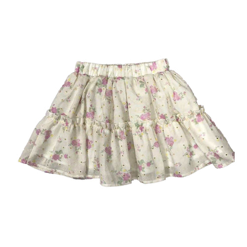 Flower Print Skirt with Ruffle Edge